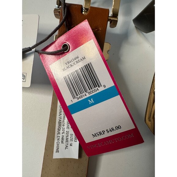 2- Vince Camuto Nordstrom Size Medium Belts Cream Brown NWT - Picture 6 of 8